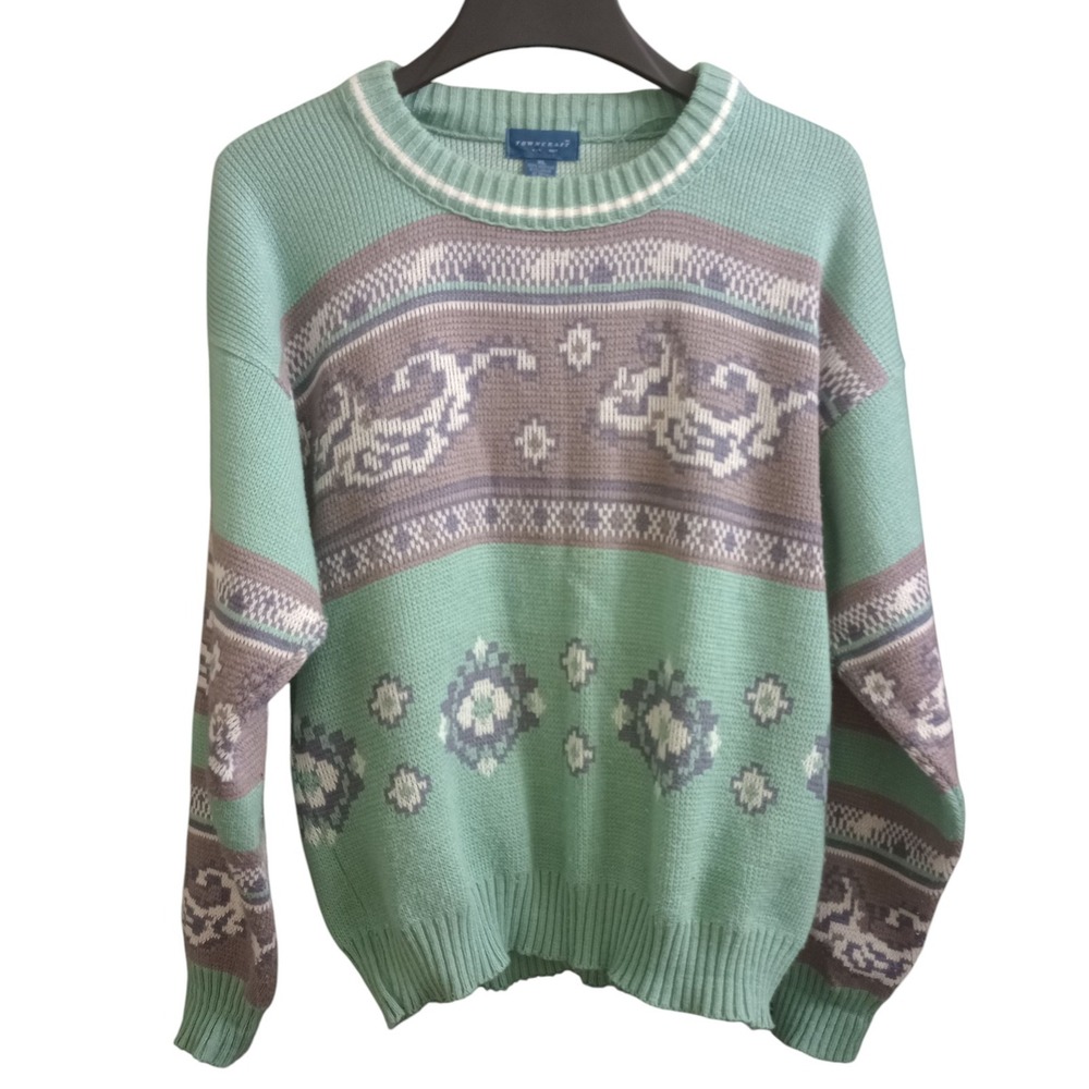 Vintage Sweater JC Penney Towncraft Retro Y2K Grandpacore Made In USA Men's XL